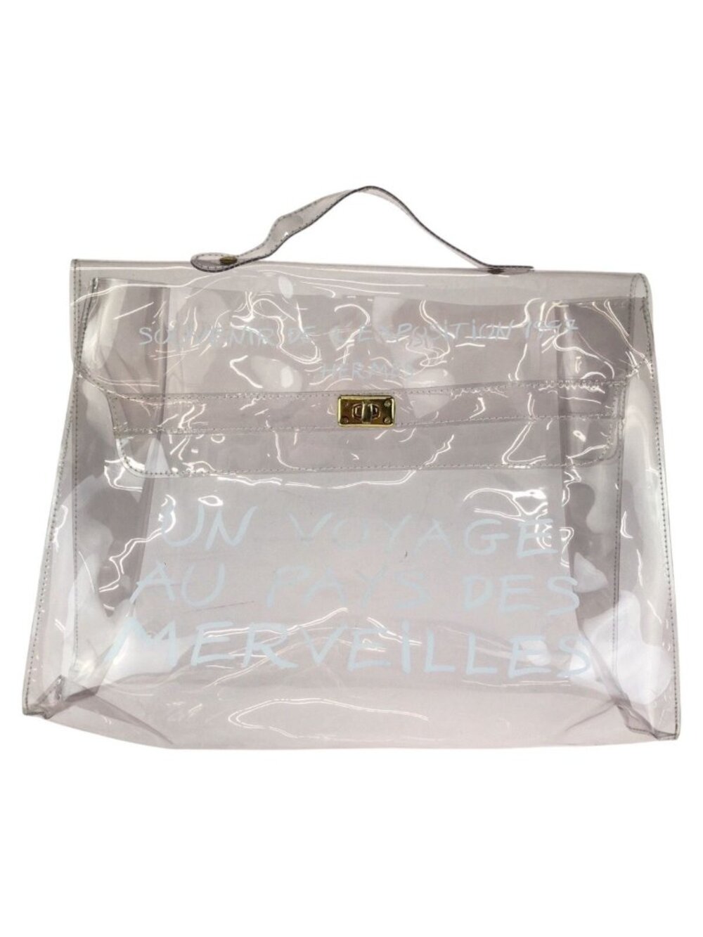 Hermes Vinyl Kelly Clear Gold Handbag